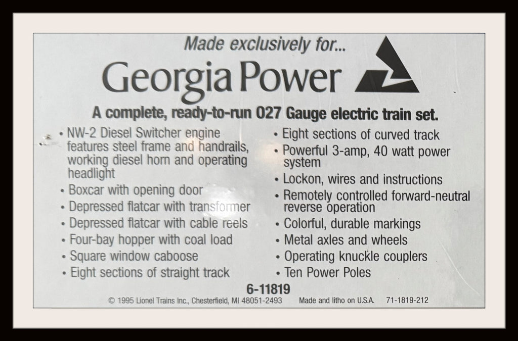 Lionel Georgia Power Train Set # 6-11819 NIB