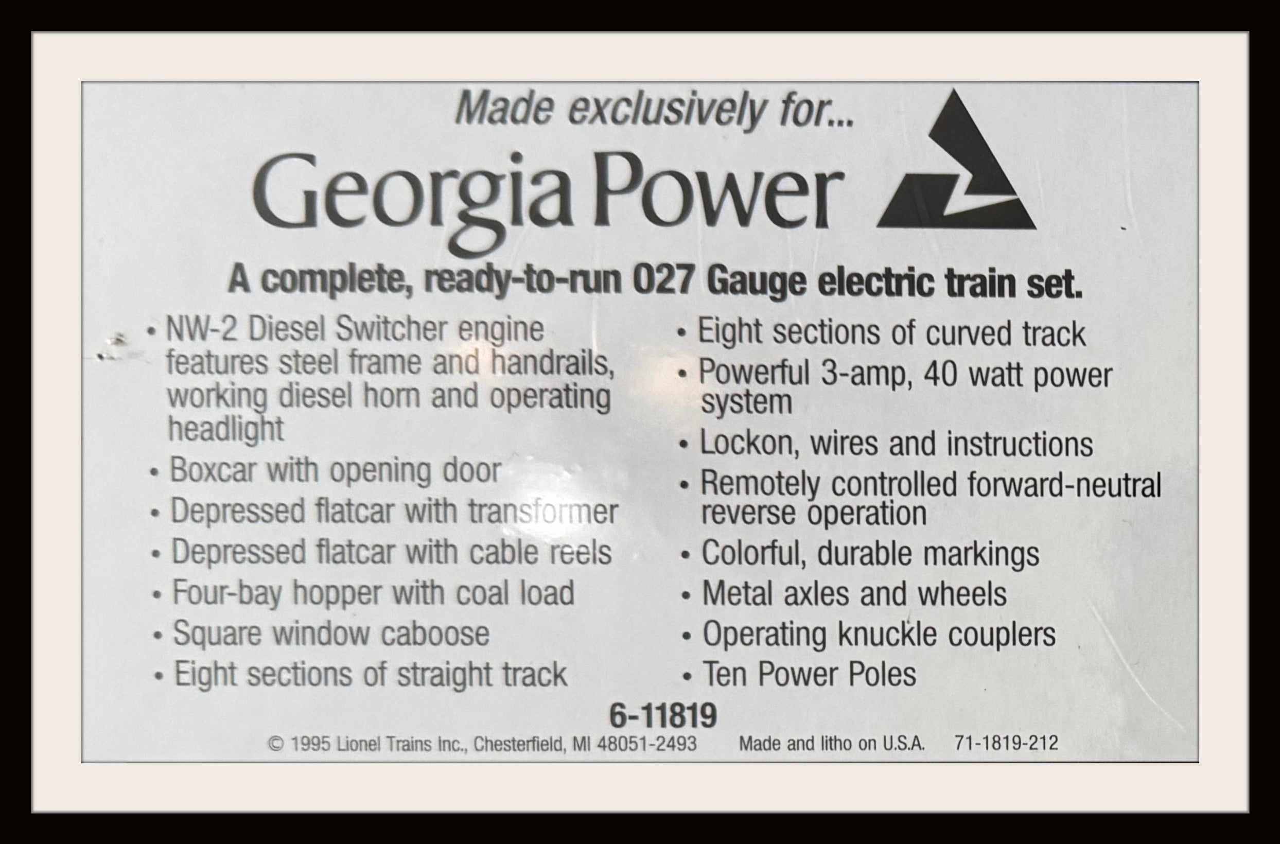 Lionel Georgia Power Train Set # 6-11819 NIB