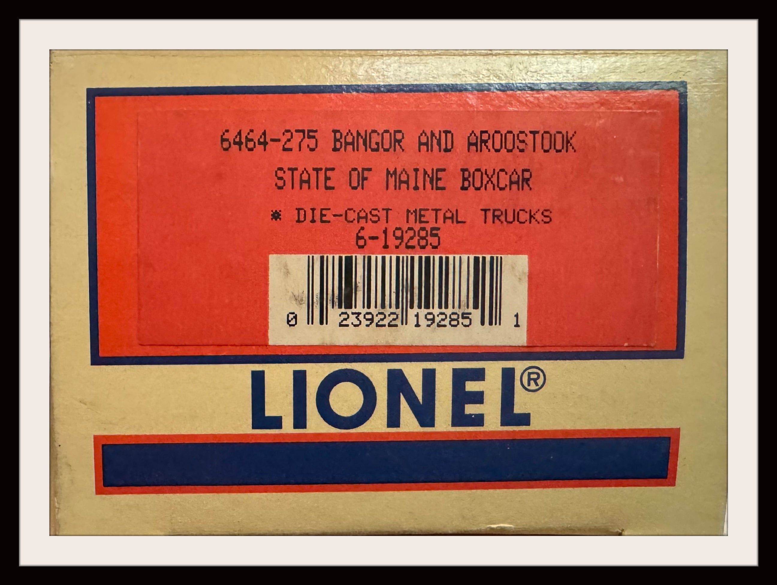 Lionel Bangor and Aroostook State of Maine Box Car # 6-19258