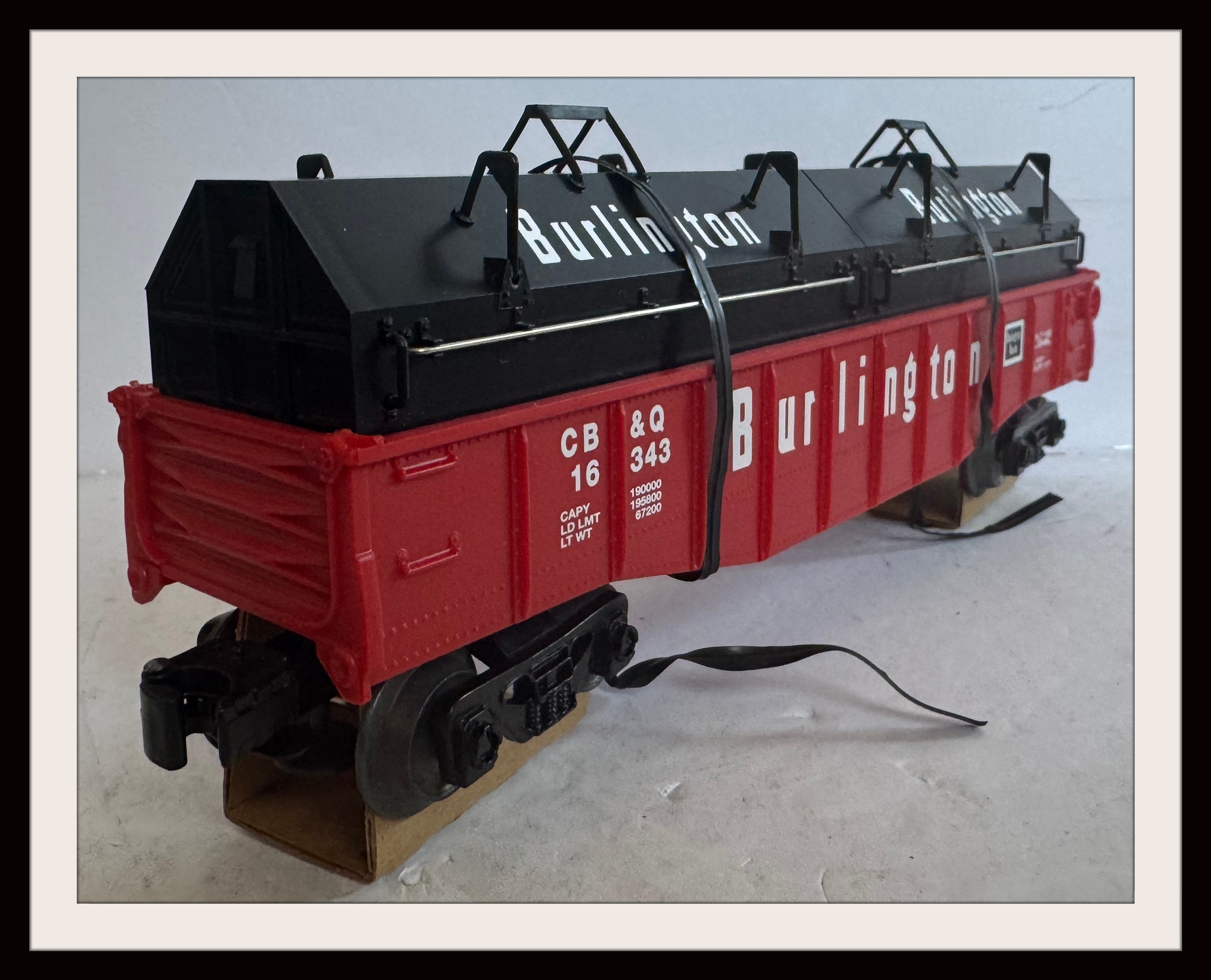 Lionel Burlington Route Gondola with Coil Covers # 16343