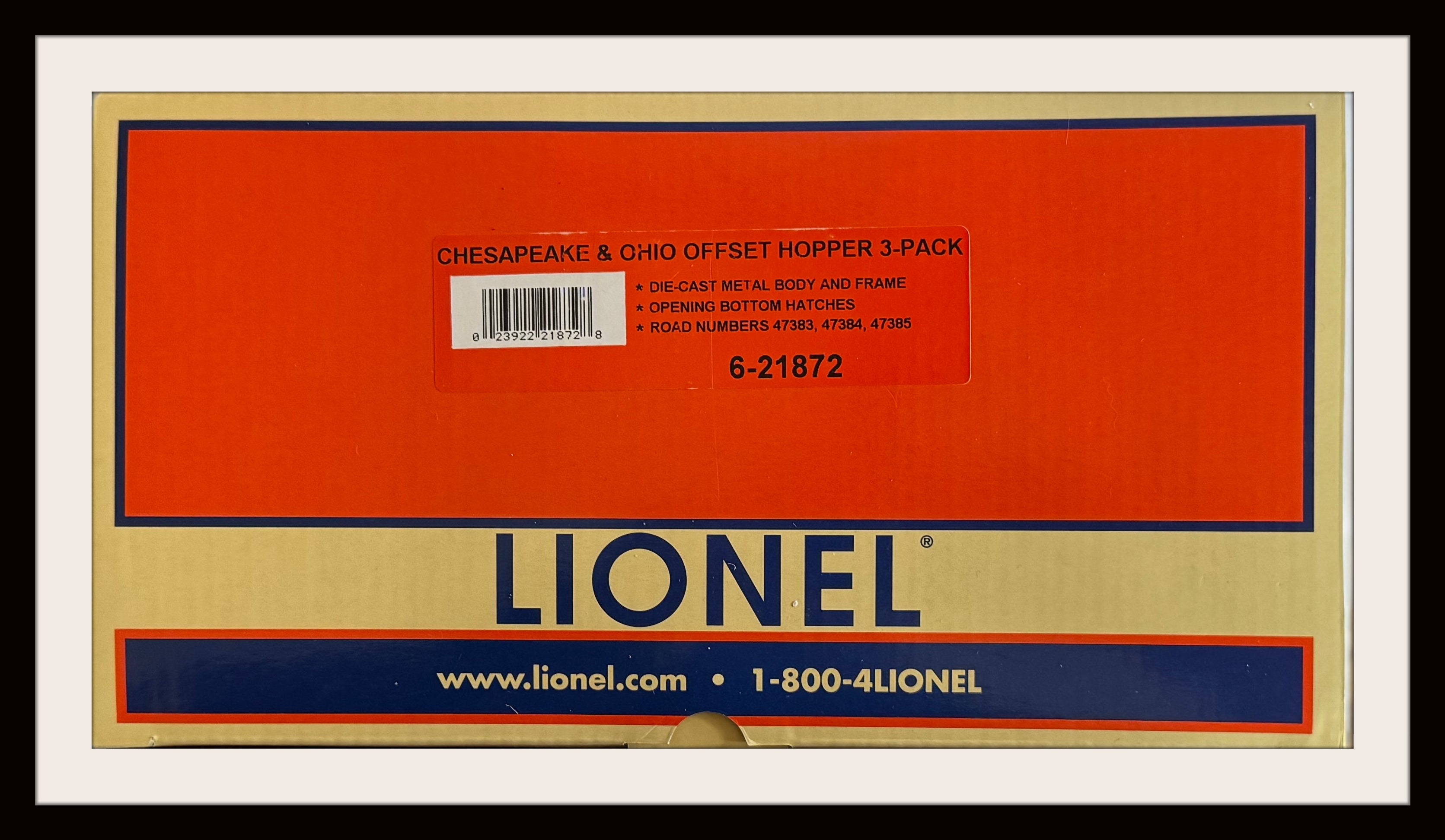 Lionel C & O Offset Hopper Car Set of 3 with Consecutive Numbers