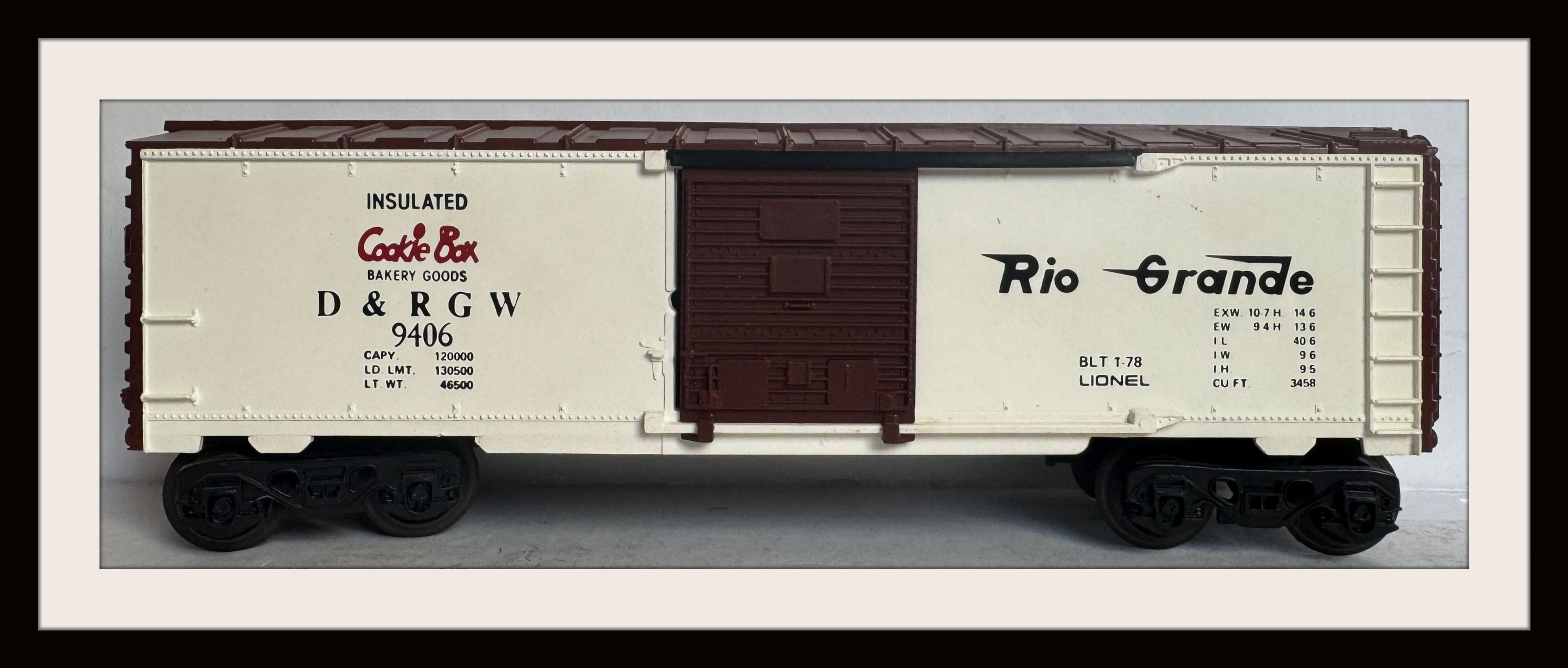 Lionel D & RGW Cookie Goods Box Car # 9406