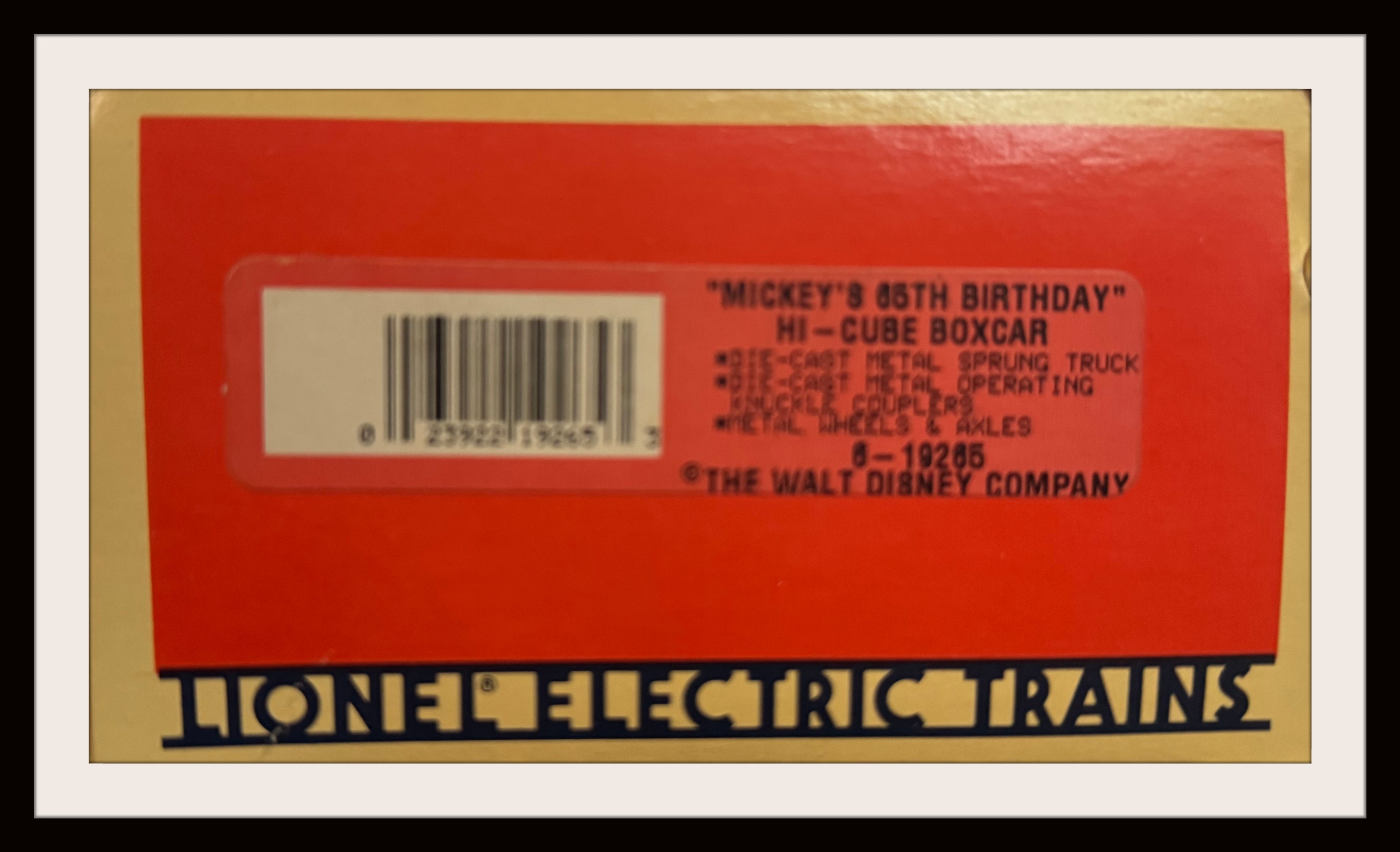 Lionel Mickey’s 65th Birthday Hi-Cube Boxcar # 6-19265