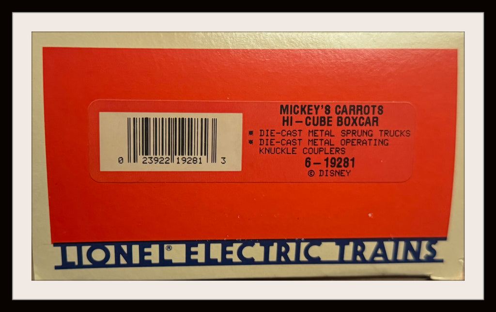Lionel Mickey’s Carrots HI-Cube Boxcar # 6-19281