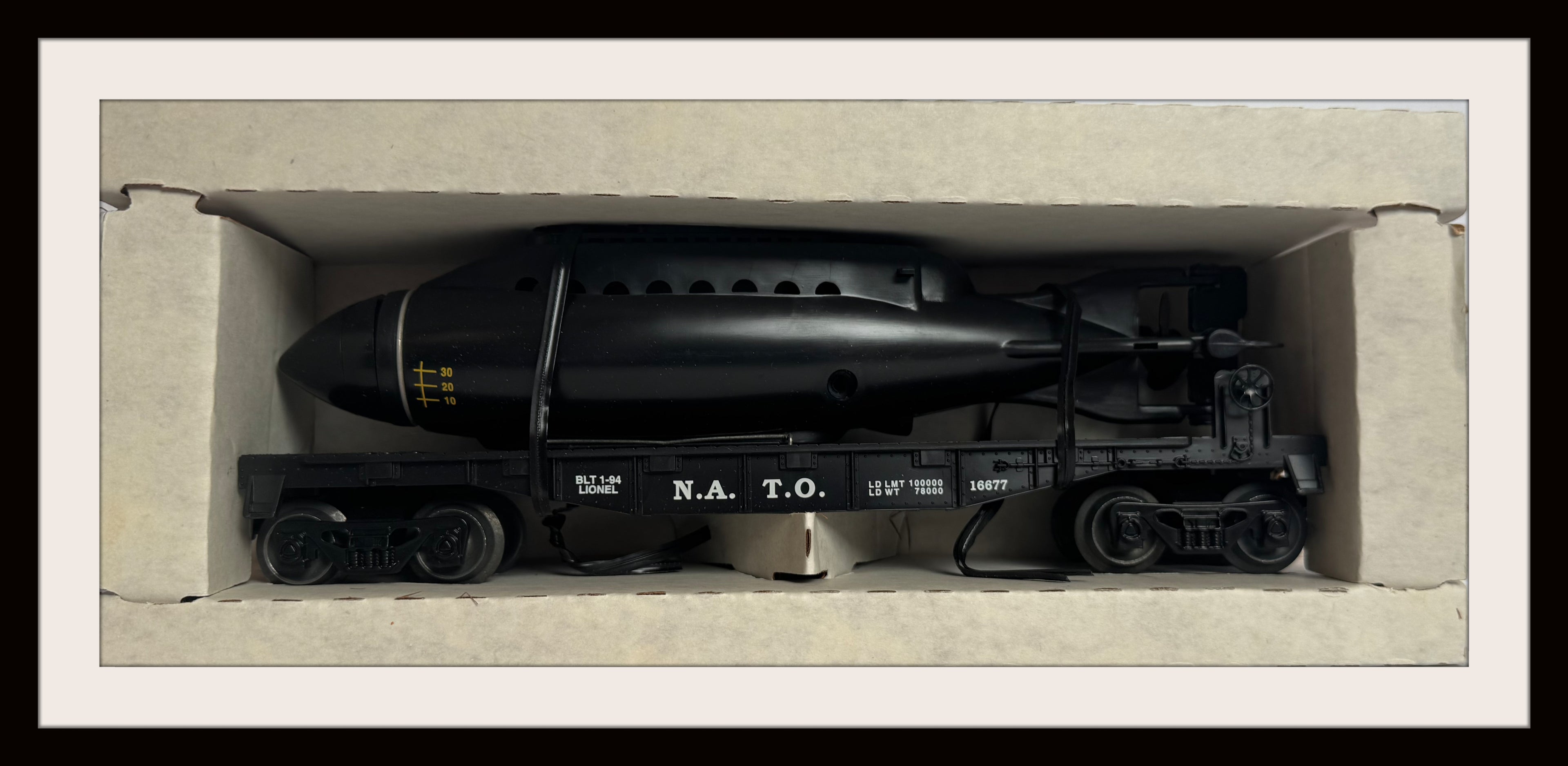 Lionel Flat Car # 16677 with Royal Navy N.A.T.O. Submarine