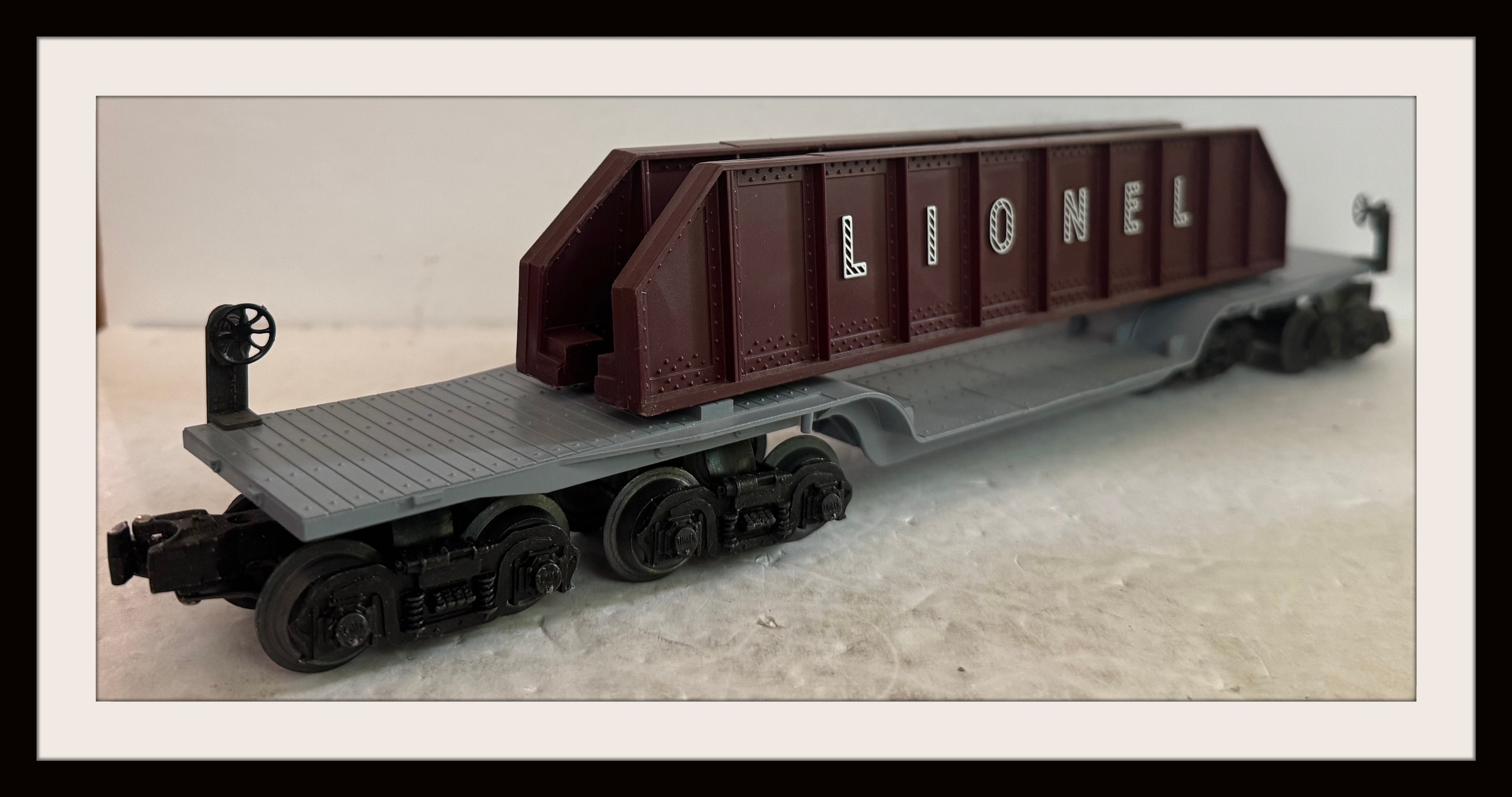 Lionel O Gauge Depressed Flat Car with Bridge Girder Load # 6-6509 Grade 7+