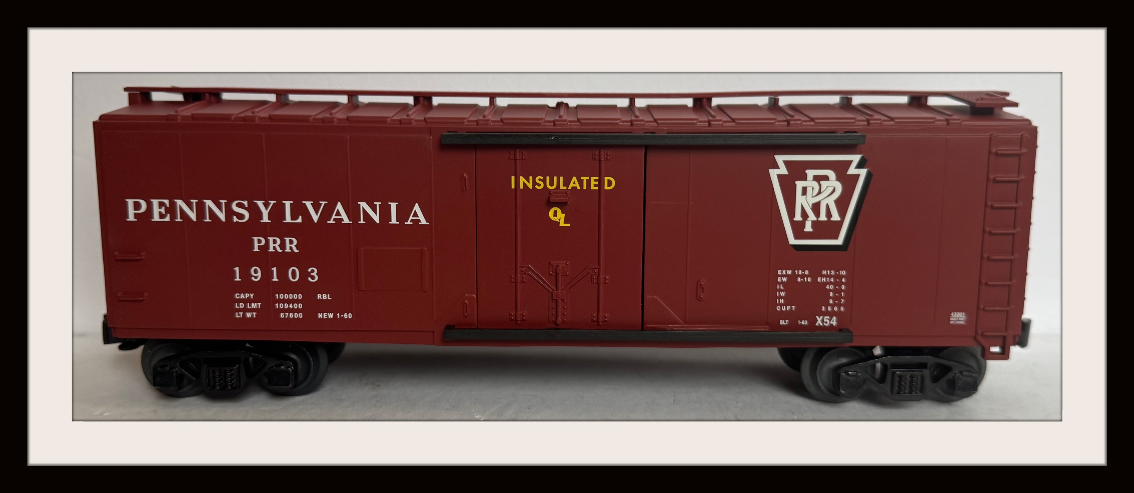 Lionel PRR STD O RBL 19103 Box Car