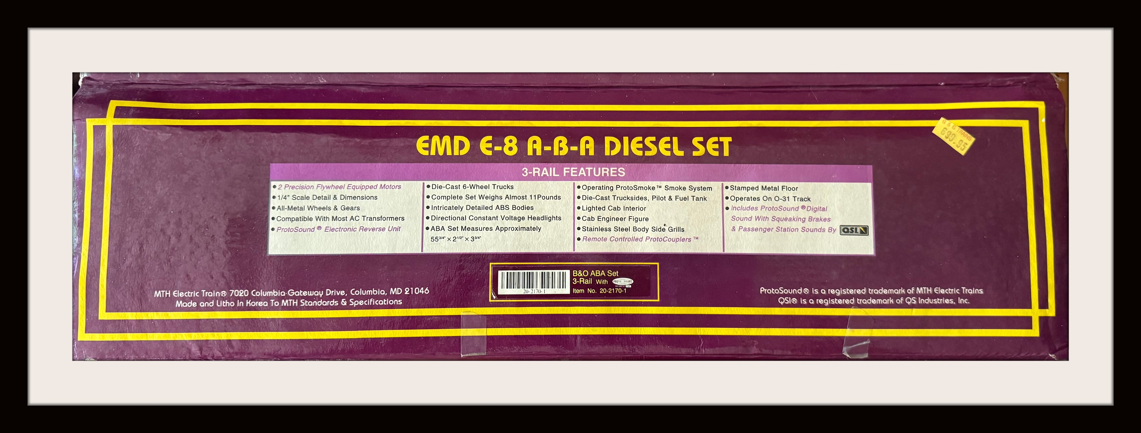 MTH EMD-8 A-B-A Diesel Set NOS