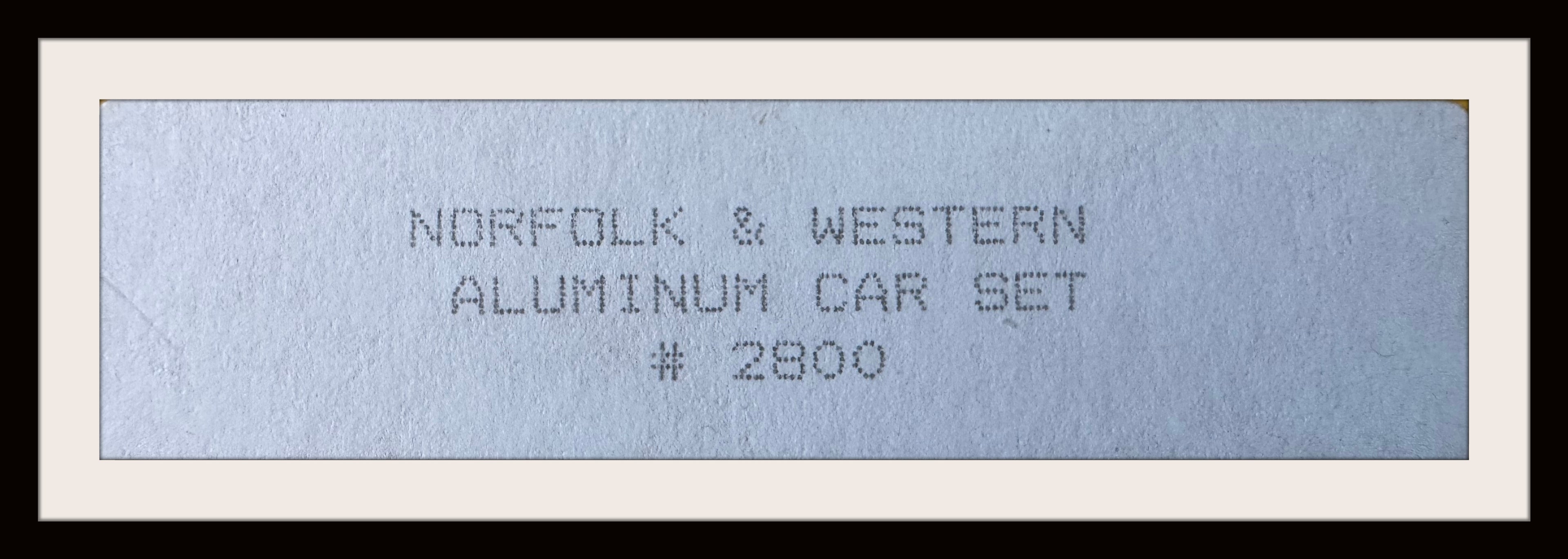 Williams Norfolk and Western Aluminum Car Set of 5, # 2800